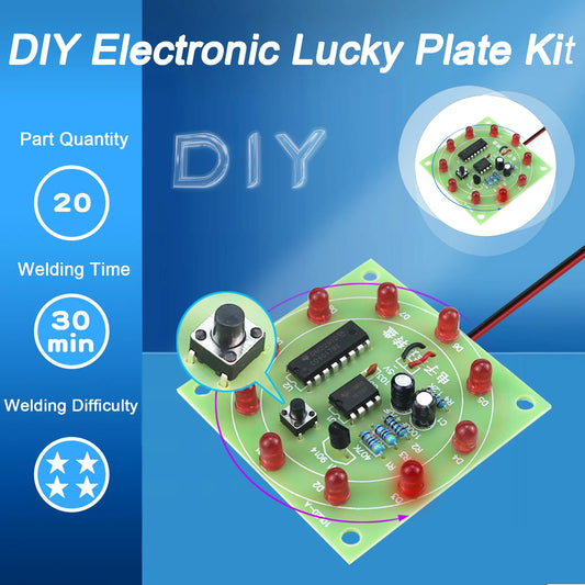 Electronic NE555 CD4017 Wheel Of Fortune DIY Kit Lucky Turntable Welding Training LED Flashing Light Rotary Suite Fun Gift Game