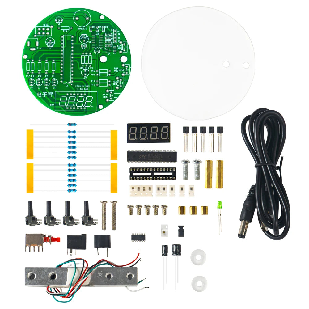 Electronic Scale DIY Kit 1KG Weighing Capacity 51 Microcontroller Soldering Practice Kit HX711 Chip 5V with Digital Tube Display