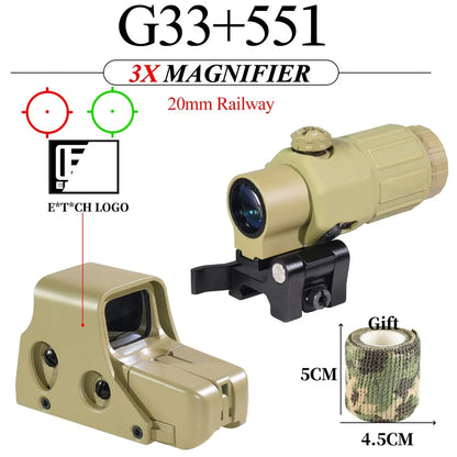 Eotech 558 553 G33 Red Dot Sight Holographic Flip 3X Magnifier Weapon Optics Reflex Sights Scope Collimator Hunting Accessories