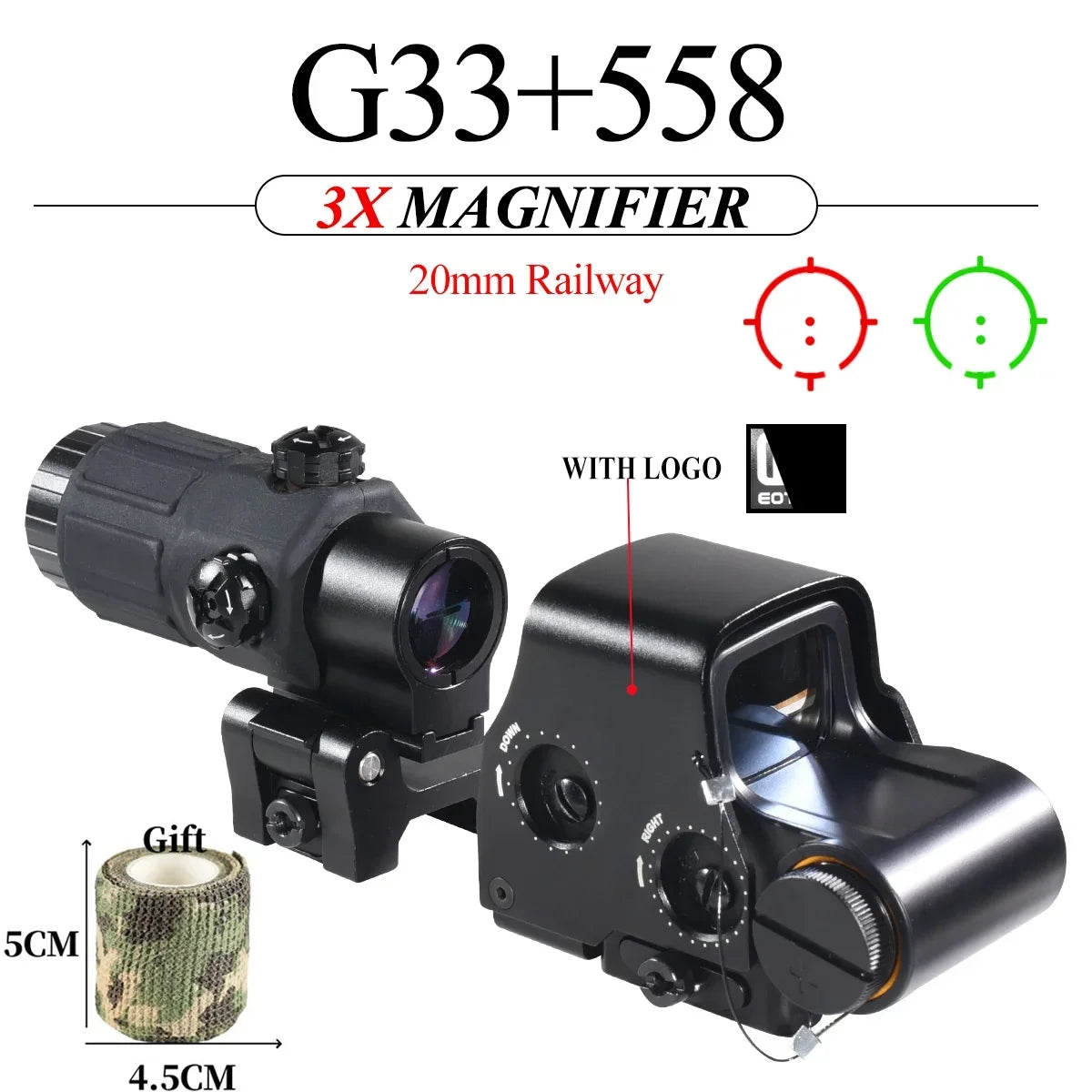 Eotech 558 553 G33 Red Dot Sight Holographic Flip 3X Magnifier Weapon Optics Reflex Sights Scope Collimator Hunting Accessories