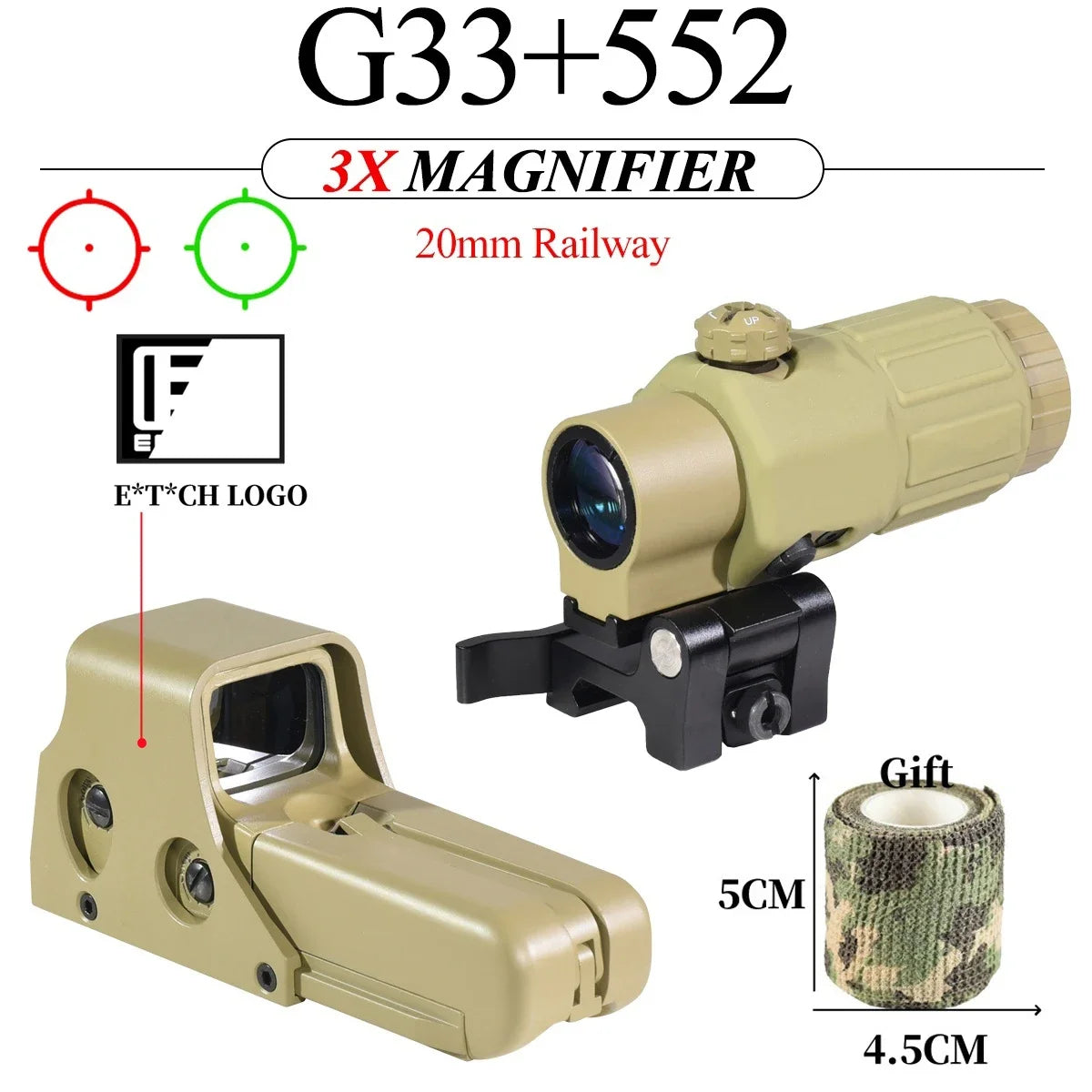 Eotech 558 553 G33 Red Dot Sight Holographic Flip 3X Magnifier Weapon Optics Reflex Sights Scope Collimator Hunting Accessories