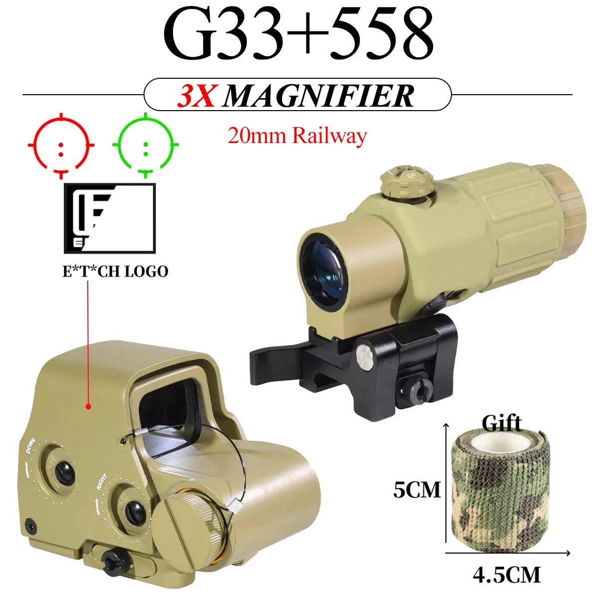 Eotech 558 553 G33 Red Dot Sight Holographic Flip 3X Magnifier Weapon Optics Reflex Sights Scope Collimator Hunting Accessories