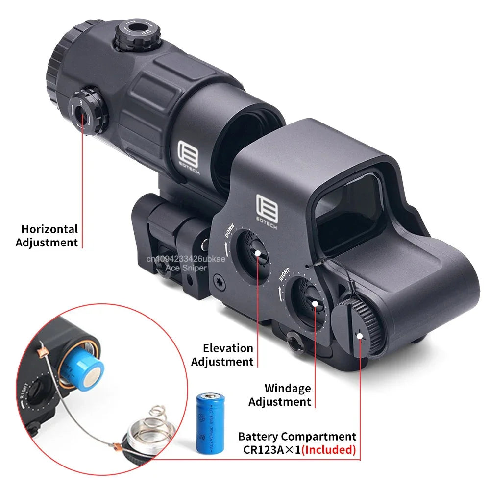 Eotech Holographic Collimator 558 Red Dot Sight G43/G33/G45 3X 5X Magnifier Airsoft Hunting Gear w/ 20mm Rail Mounts & QD Lever