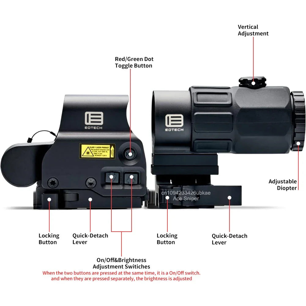 Eotech Holographic Collimator 558 Red Dot Sight G43/G33/G45 3X 5X Magnifier Airsoft Hunting Gear w/ 20mm Rail Mounts & QD Lever