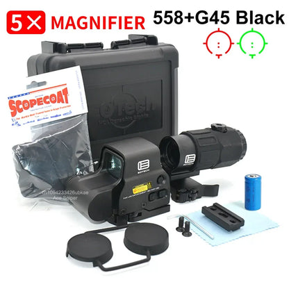 Eotech Holographic Collimator 558 Red Dot Sight G43/G33/G45 3X 5X Magnifier Airsoft Hunting Gear w/ 20mm Rail Mounts & QD Lever