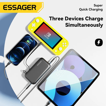 PC Essager Power Bank Portable 15000mAh in With USB C Cable External Spare Battery Pack  iPhone iPad Macbook 65W Fast Charger