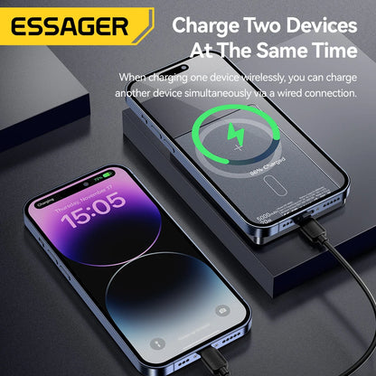 PC Essager Thin Wireless Power Bank Magnetic 20W 5000mAh Portable Fast Charging External Battery  Magsafe For iPhone 16 15 14 13