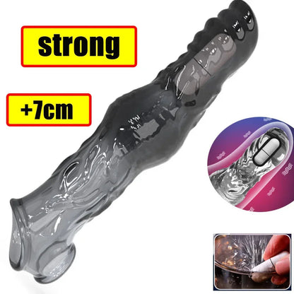 GtoozaExtend 7cm Penis Enlargement Sleeve  Cock Ring Reusable Condoms Sex Toys  Men G Spot Vibrating Delay Ejaculation gtooza.com