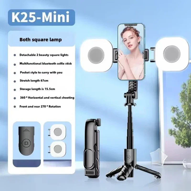 PCExtendable Mini Selfie Stick Tripod With Fill Light Bluetooth Remote 360°