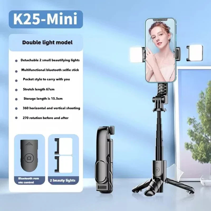 PCExtendable Mini Selfie Stick Tripod With Fill Light Bluetooth Remote 360°