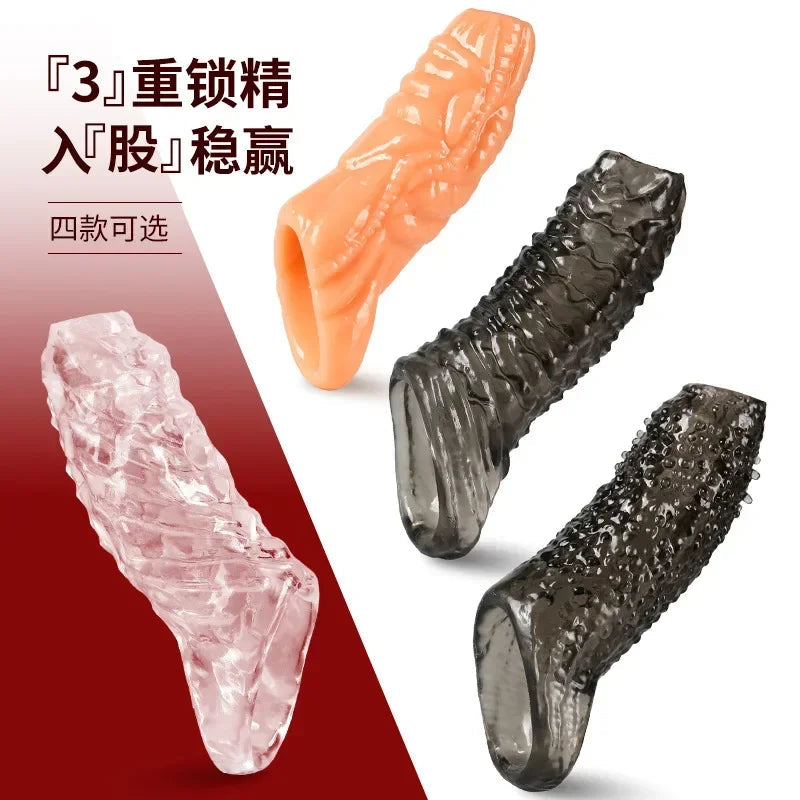 GtoozaExtender Condom Silicone Reusable Penis Sleeve Glans Enlarger Delay Ejaculation Cockring Adult Sex Toys  Men Couples gtooza.com