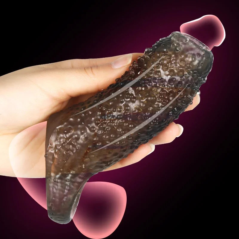 Gtooza_Extender Condom Silicone Reusable Penis Sleeve Glans Enlarger Delay Ejaculation Cockring Adult Sex Toys  Men Couples gtooza.com