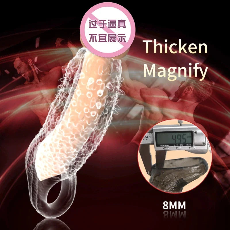 Gtooza_Extender Condom Silicone Reusable Penis Sleeve Glans Enlarger Delay Ejaculation Cockring Adult Sex Toys  Men Couples gtooza.com