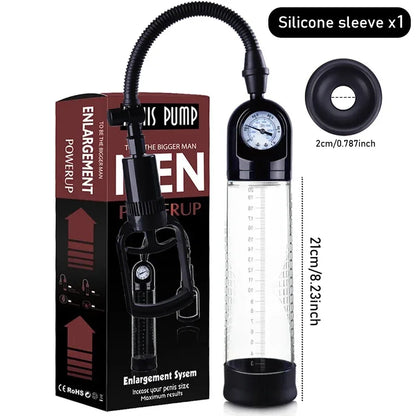 Extender Enlarger  Male Sex Toys Manual Penis Vacuum Pump With Pressure Gauge Training Device Stronger Bigger