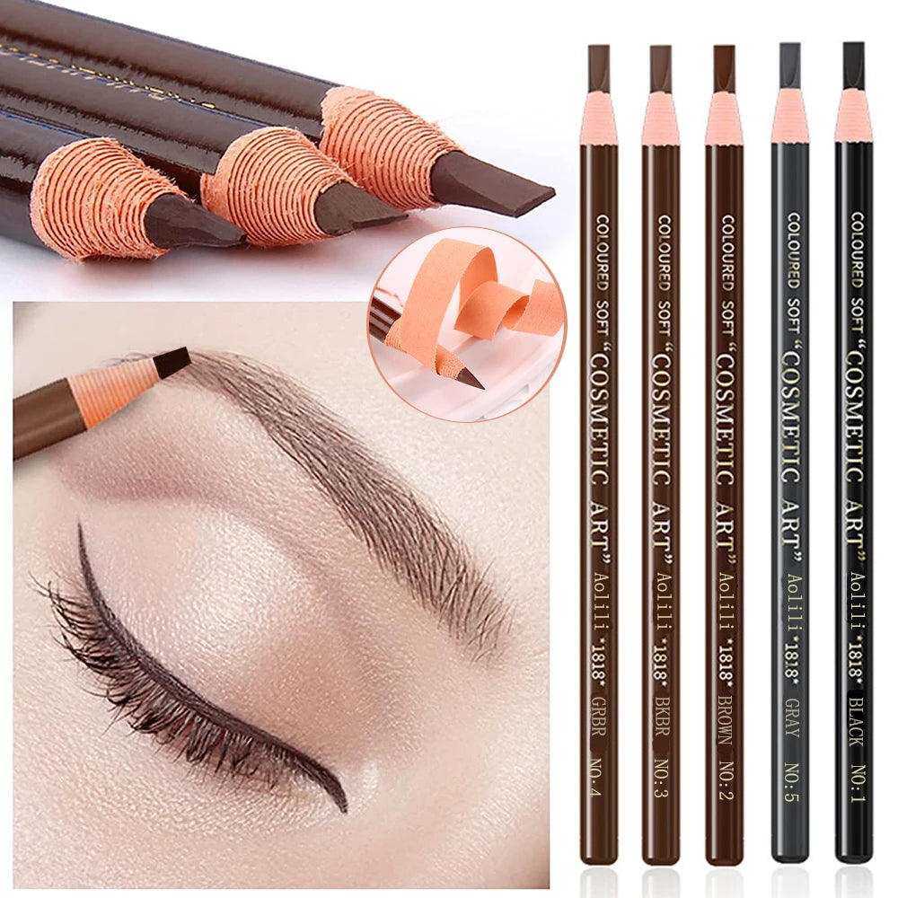 Eyebrow Pencil With Sharpener 4Pcs Brow Trimmer Blade Microblading Supplies Set Eyebrows Sharpening Tip Thin Art Makeup Tools