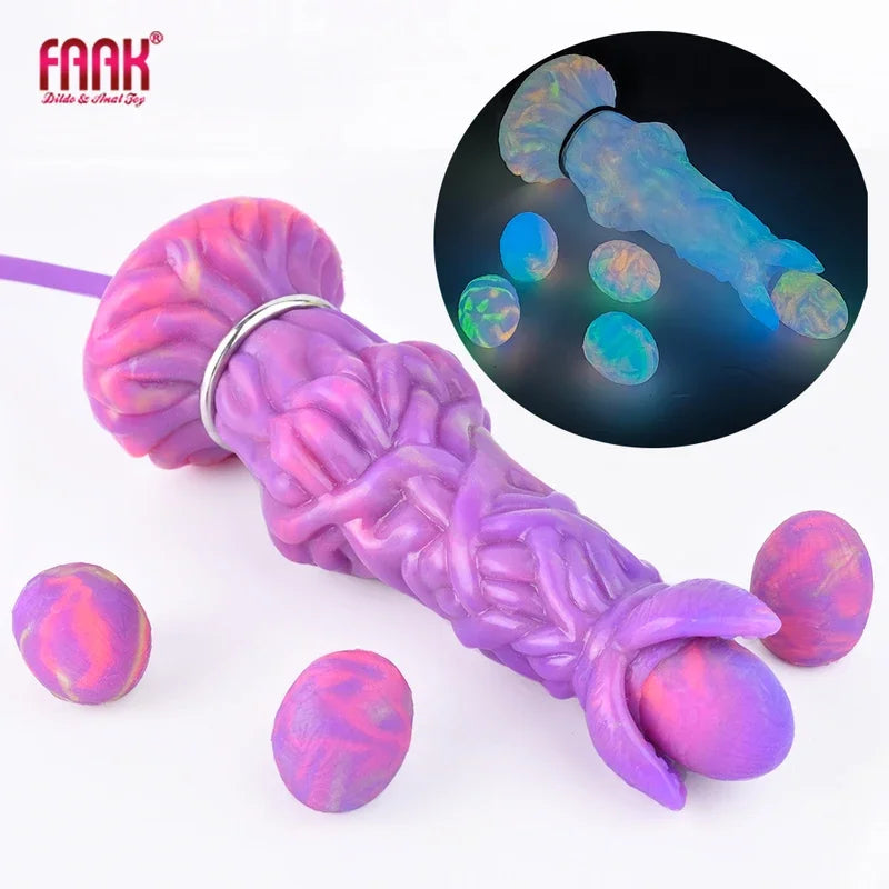 FAAK Fantasy Pneumatic Luminous Ovipositor Anal Sex Toys Lay Eggs Dildos Silicone Glow in Dark  Adult Game Masturbators gtooza.com