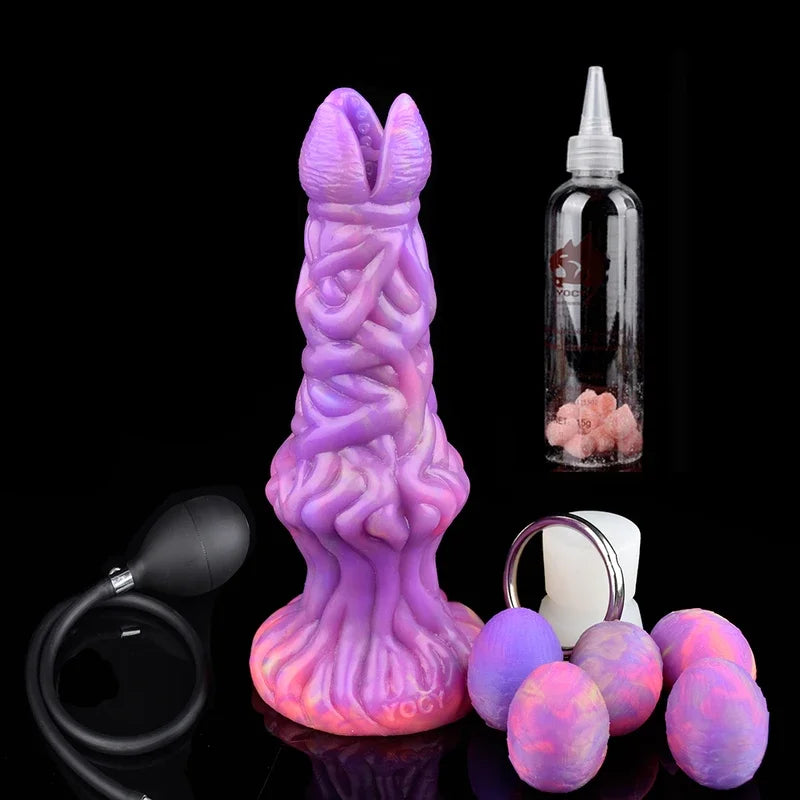 FAAK Fantasy Pneumatic Luminous Ovipositor Anal Sex Toys Lay Eggs Dildos Silicone Glow in Dark  Adult Game Masturbators gtooza.com