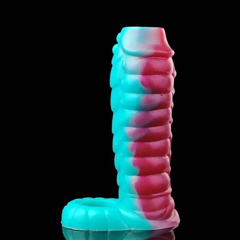 FAAK Fantasy Ribbed Dragon Penis Sleeve Soft Silicone Sex Toys Sheath Stretchable Cock Enlargement Hollow  Male Masturbator