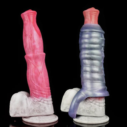 FAAK Fantasy Ribbed Dragon Penis Sleeve Soft Silicone Sex Toys Sheath Stretchable Cock Enlargement Hollow  Male Masturbator