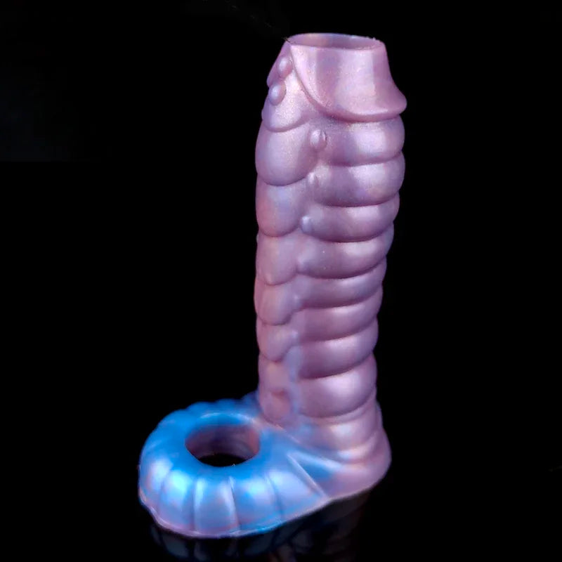 FAAK Fantasy Ribbed Dragon Penis Sleeve Soft Silicone Sex Toys Sheath Stretchable Cock Enlargement Hollow  Male Masturbator