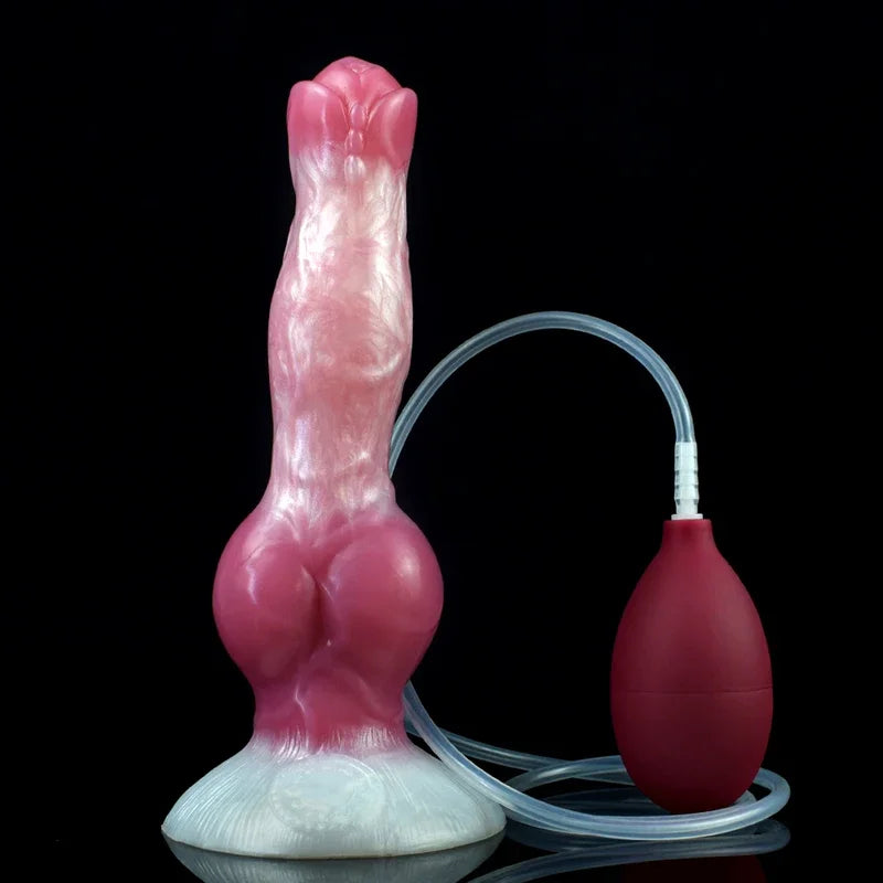 FAAK Large Dog Knot Ejacultion  With  Spray Liquid Function Red Silicone Squirting Penis Sex Toys  Women Men