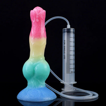 FAAK Large Dog Knot Ejacultion  With  Spray Liquid Function Red Silicone Squirting Penis Sex Toys  Women Men