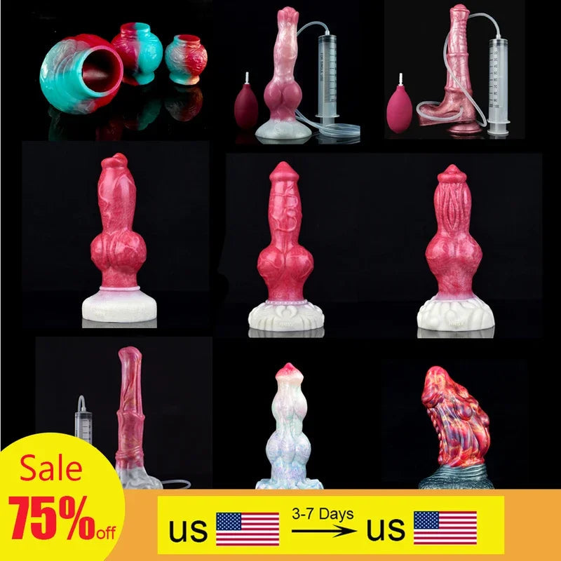 FAAK Silicone Large Knot Fantasy Squirting Penis With Suction Cup Ejaculation  Sex Toys Anal Plug Fast Shipping From US gtooza.com