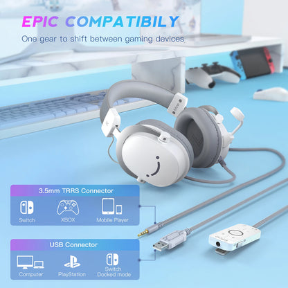 PCFIFINE USB Gaming Headset with 7.1 Surround Sound/3.5mm Jack/Microphone,O