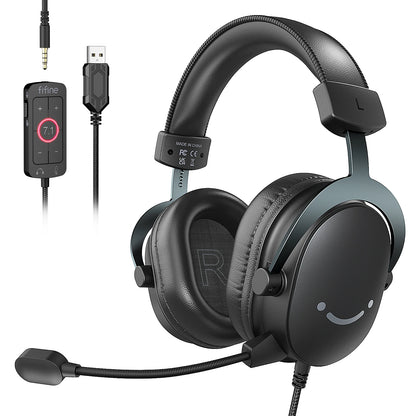 PCFIFINE USB Gaming Headset with 7.1 Surround Sound/3.5mm Jack/Microphone,O