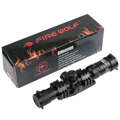 FIRE WOLF 1.5-4X30 Hunting Tactical Optical Rifle Scope with Red Green Illuminated Cross Turret lock Scope Range Airsoft Mirror