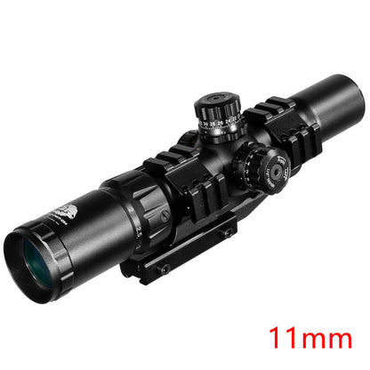 FIRE WOLF 1.5-4X30 Hunting Tactical Optical Rifle Scope with Red Green Illuminated Cross Turret lock Scope Range Airsoft Mirror