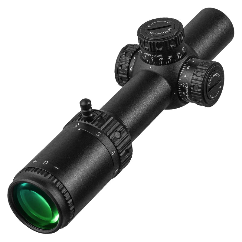 FIRE WOLF 1-5X24 IR SFP Compact Scope Red Illuminated Tactical Riflescope Lock Reset Hunting Optical Sight