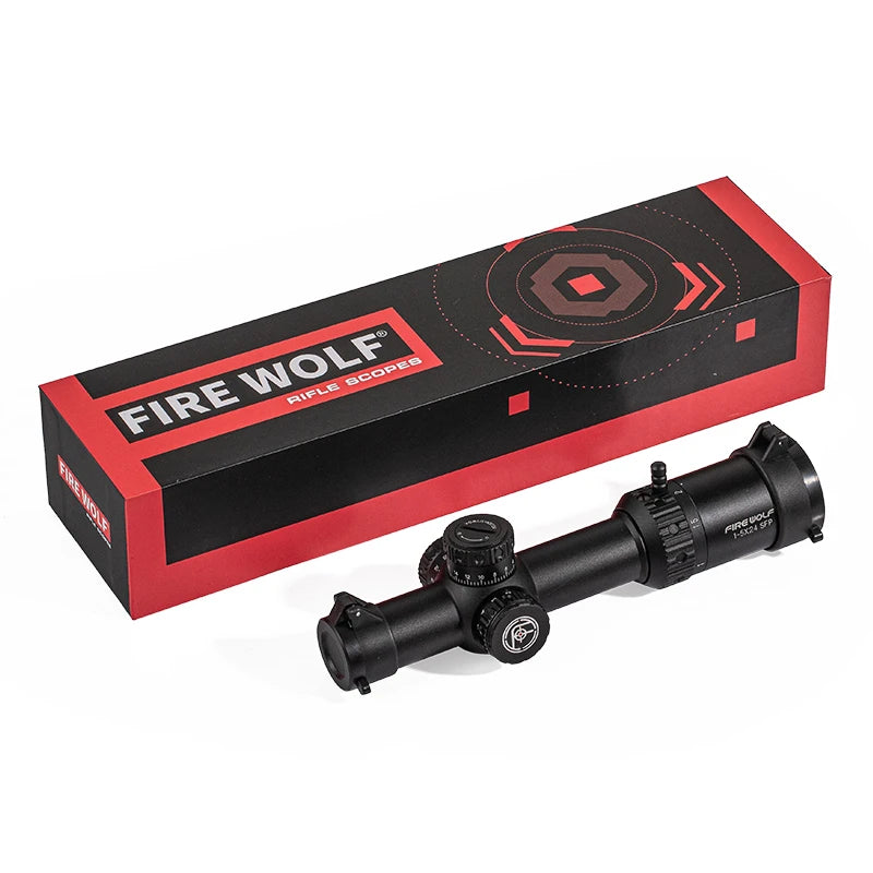 FIRE WOLF 1-5X24 IR SFP Compact Scope Red Illuminated Tactical Riflescope Lock Reset Hunting Optical Sight