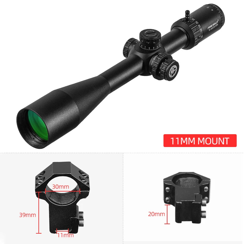 FIRE WOLF 10-60X50 SFIR Hunting Scope Glass Red Illumination Reticle Side Parallax Turret Lock Reset