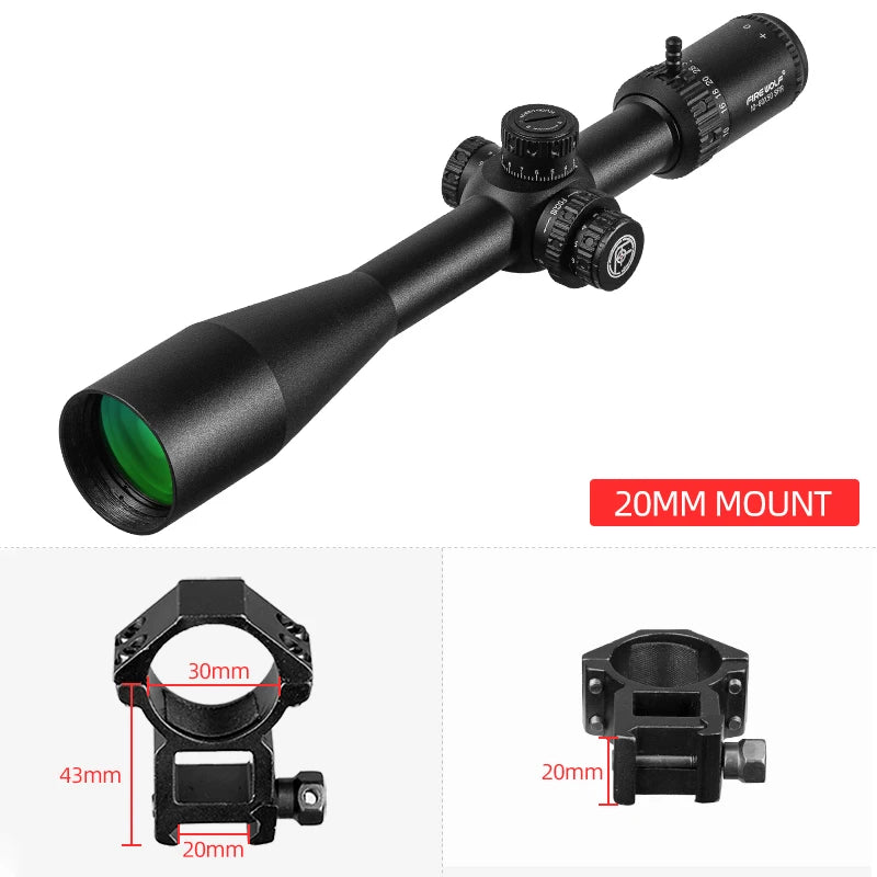 FIRE WOLF 10-60X50 SFIR Hunting Scope Glass Red Illumination Reticle Side Parallax Turret Lock Reset