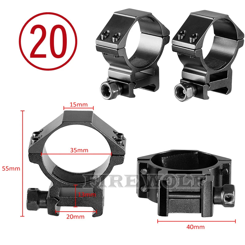 FIRE WOLF 11mm/20mm Riflescope mounting gun Picatinny Slide ring dovetail rail 30mm/25.4mm/35mm  hunting Airsoft accessories