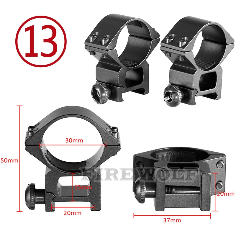 FIRE WOLF 11mm/20mm Riflescope mounting gun Picatinny Slide ring dovetail rail 30mm/25.4mm/35mm  hunting Airsoft accessories