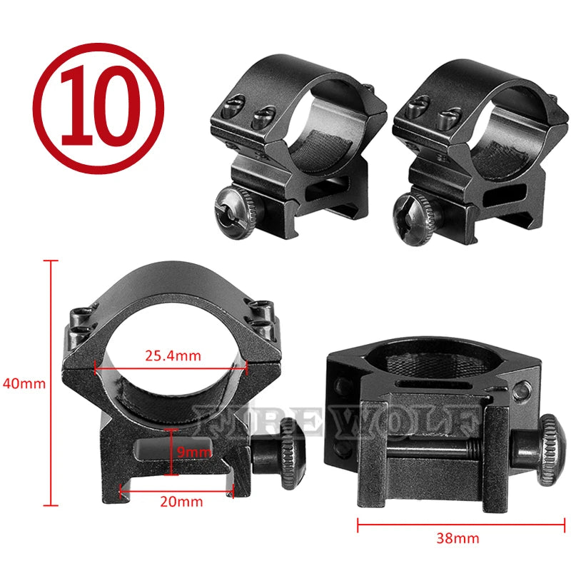 FIRE WOLF 11mm/20mm Riflescope mounting gun Picatinny Slide ring dovetail rail 30mm/25.4mm/35mm  hunting Airsoft accessories