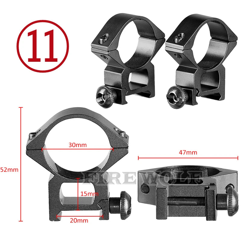 FIRE WOLF 11mm/20mm Riflescope mounting gun Picatinny Slide ring dovetail rail 30mm/25.4mm/35mm  hunting Airsoft accessories