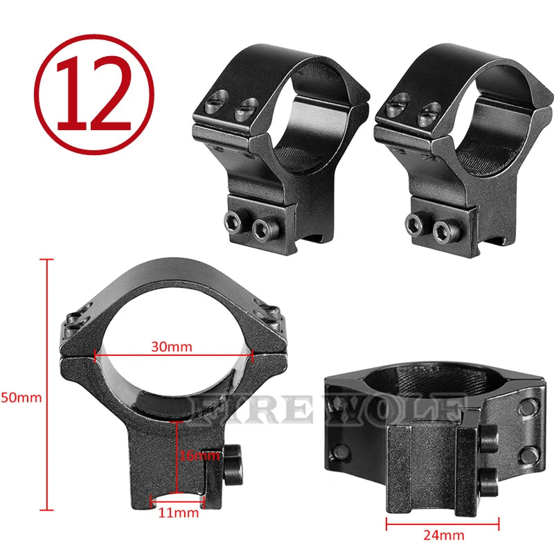 FIRE WOLF 11mm/20mm Riflescope mounting gun Picatinny Slide ring dovetail rail 30mm/25.4mm/35mm  hunting Airsoft accessories