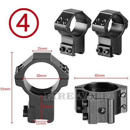 FIRE WOLF 11mm/20mm Riflescope mounting gun Picatinny Slide ring dovetail rail 30mm/25.4mm/35mm  hunting Airsoft accessories