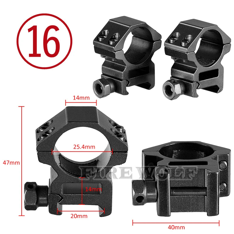 FIRE WOLF 11mm/20mm Riflescope mounting gun Picatinny Slide ring dovetail rail 30mm/25.4mm/35mm  hunting Airsoft accessories