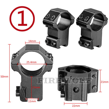 FIRE WOLF 11mm/20mm Riflescope mounting gun Picatinny Slide ring dovetail rail 30mm/25.4mm/35mm  hunting Airsoft accessories