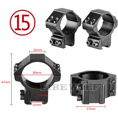 FIRE WOLF 11mm/20mm Riflescope mounting gun Picatinny Slide ring dovetail rail 30mm/25.4mm/35mm  hunting Airsoft accessories