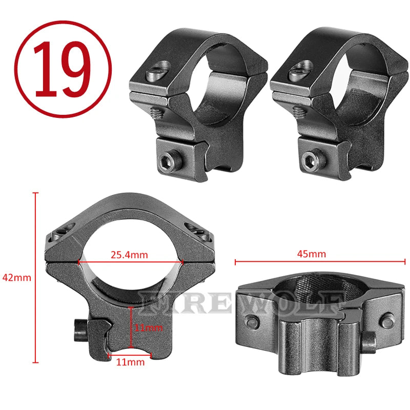 FIRE WOLF 11mm/20mm Riflescope mounting gun Picatinny Slide ring dovetail rail 30mm/25.4mm/35mm  hunting Airsoft accessories