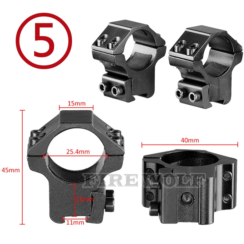 FIRE WOLF 11mm/20mm Riflescope mounting gun Picatinny Slide ring dovetail rail 30mm/25.4mm/35mm  hunting Airsoft accessories