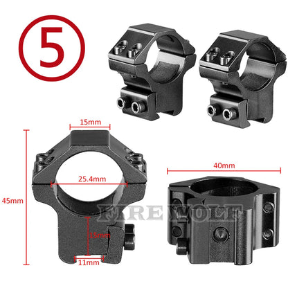 FIRE WOLF 11mm/20mm Riflescope mounting gun Picatinny Slide ring dovetail rail 30mm/25.4mm/35mm  hunting Airsoft accessories