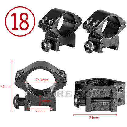 FIRE WOLF 11mm/20mm Riflescope mounting gun Picatinny Slide ring dovetail rail 30mm/25.4mm/35mm  hunting Airsoft accessories