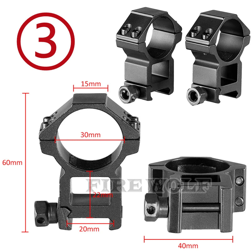 FIRE WOLF 11mm/20mm Riflescope mounting gun Picatinny Slide ring dovetail rail 30mm/25.4mm/35mm  hunting Airsoft accessories