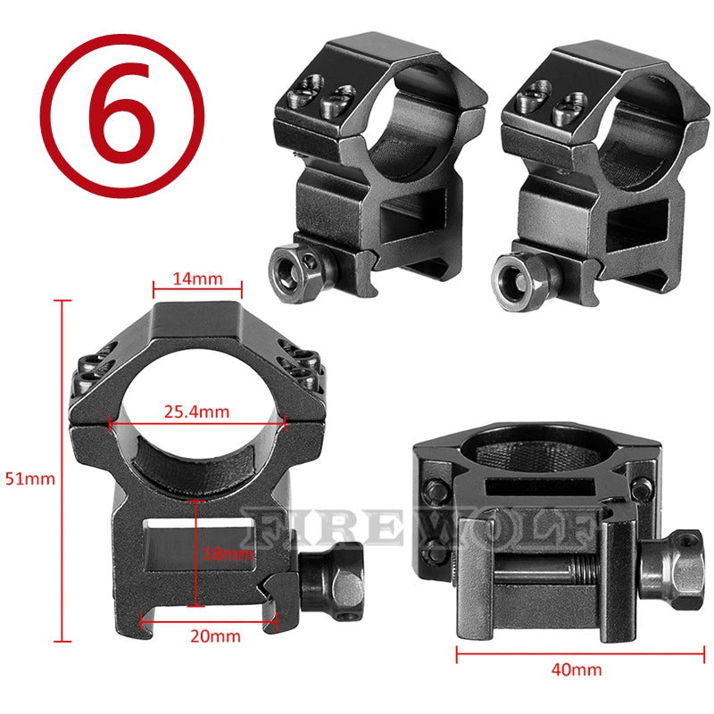 FIRE WOLF 11mm/20mm Riflescope mounting gun Picatinny Slide ring dovetail rail 30mm/25.4mm/35mm  hunting Airsoft accessories